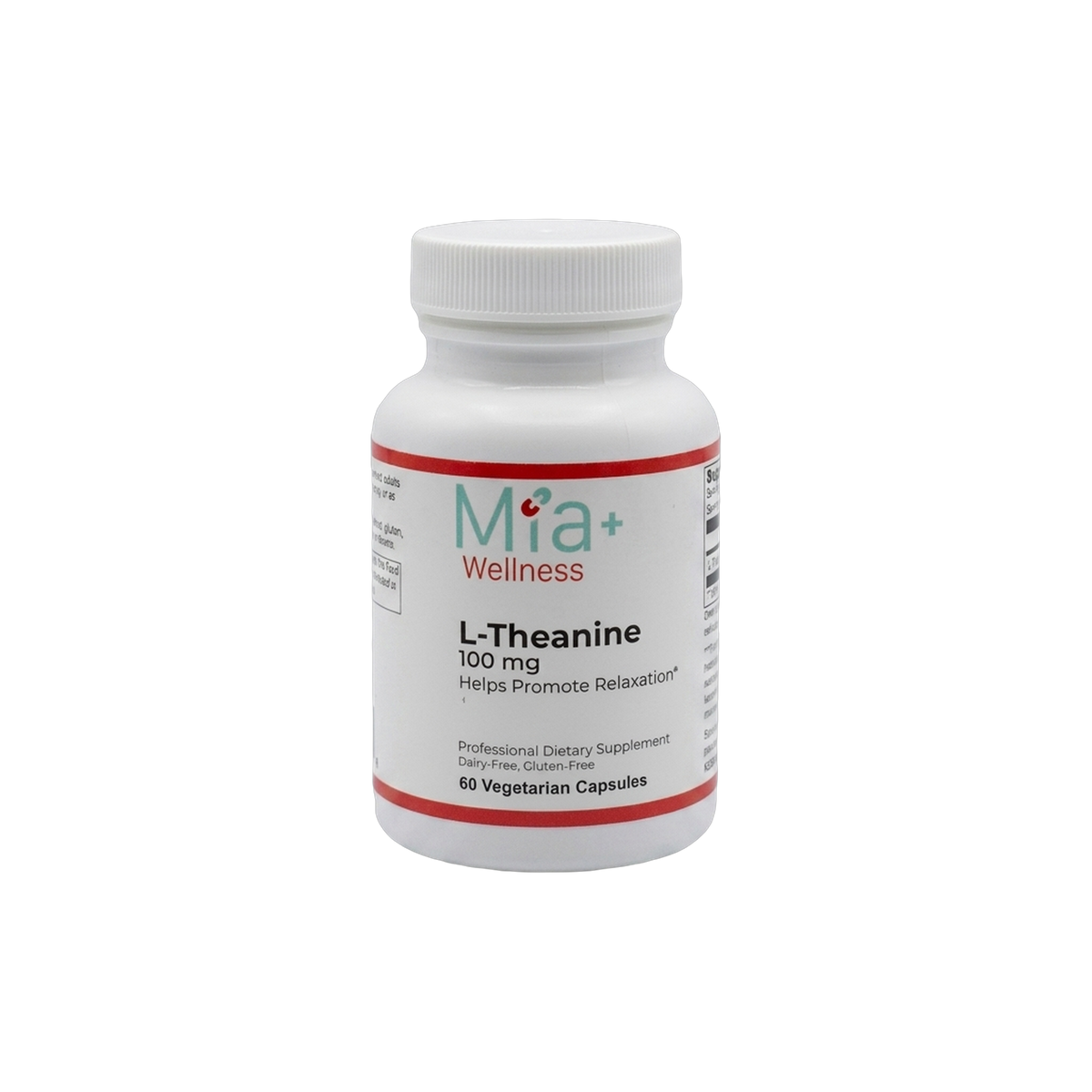 L-Theanine 100mg · Mia+Wellness (60 Vegetarian Capsules)