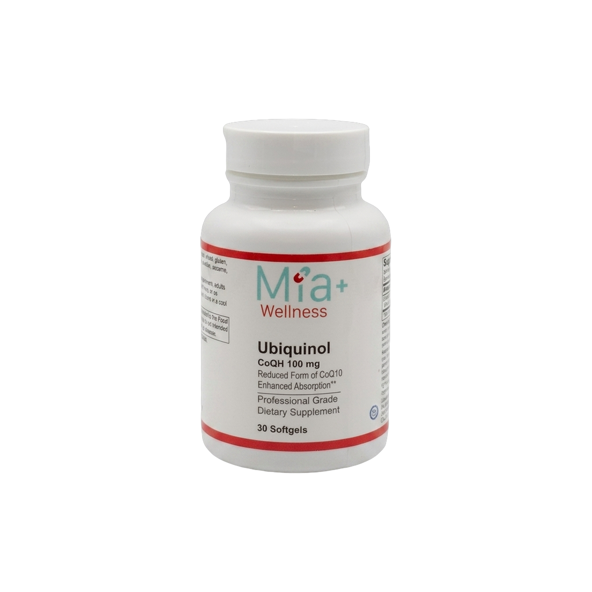 Ubiquinol CoQH 100mg · Mia+Wellness (30 Softgels)
