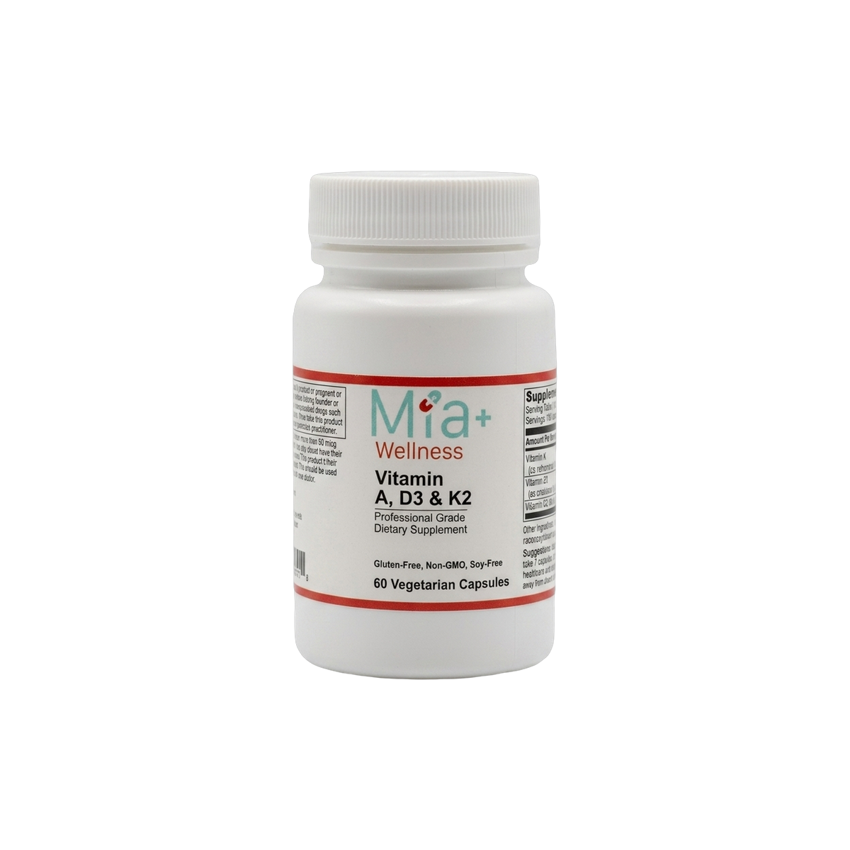 Vitamin A, D3 & K2 · Mia+Wellness (60 Vegetarian Capsules)