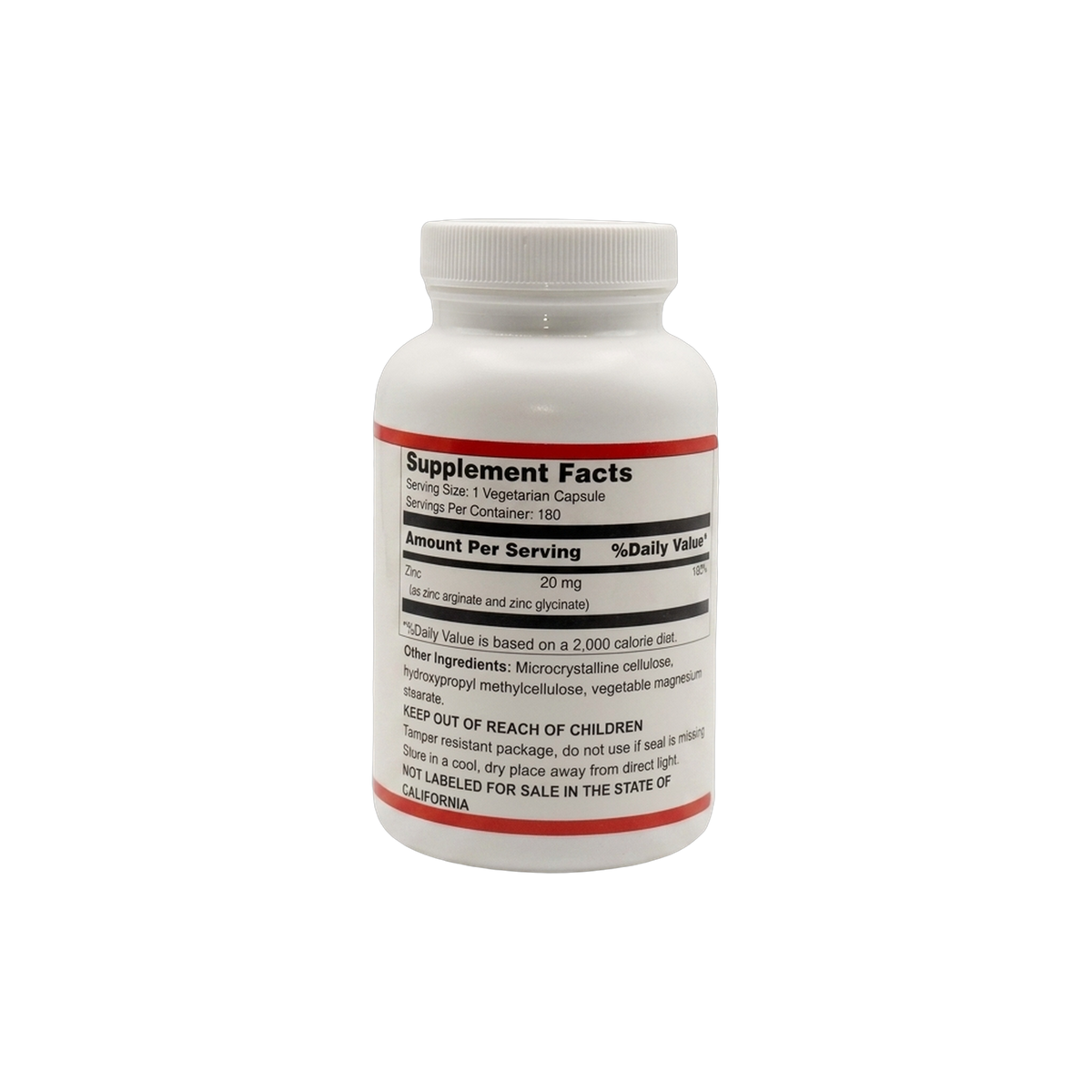 Zinc Chelate 20mg · Mia+Wellness (180 Vegetarian Capsules)