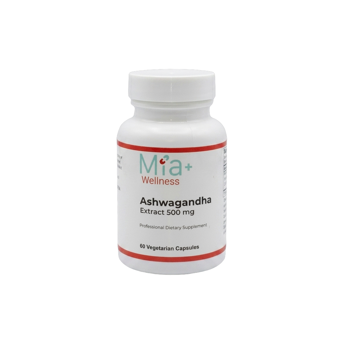 Ashwagandha Extract 500mg Mia+Wellness (60 Vegetarian Capsules)