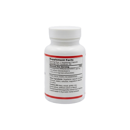 Ashwagandha Extract 500mg Mia+Wellness (60 Vegetarian Capsules)