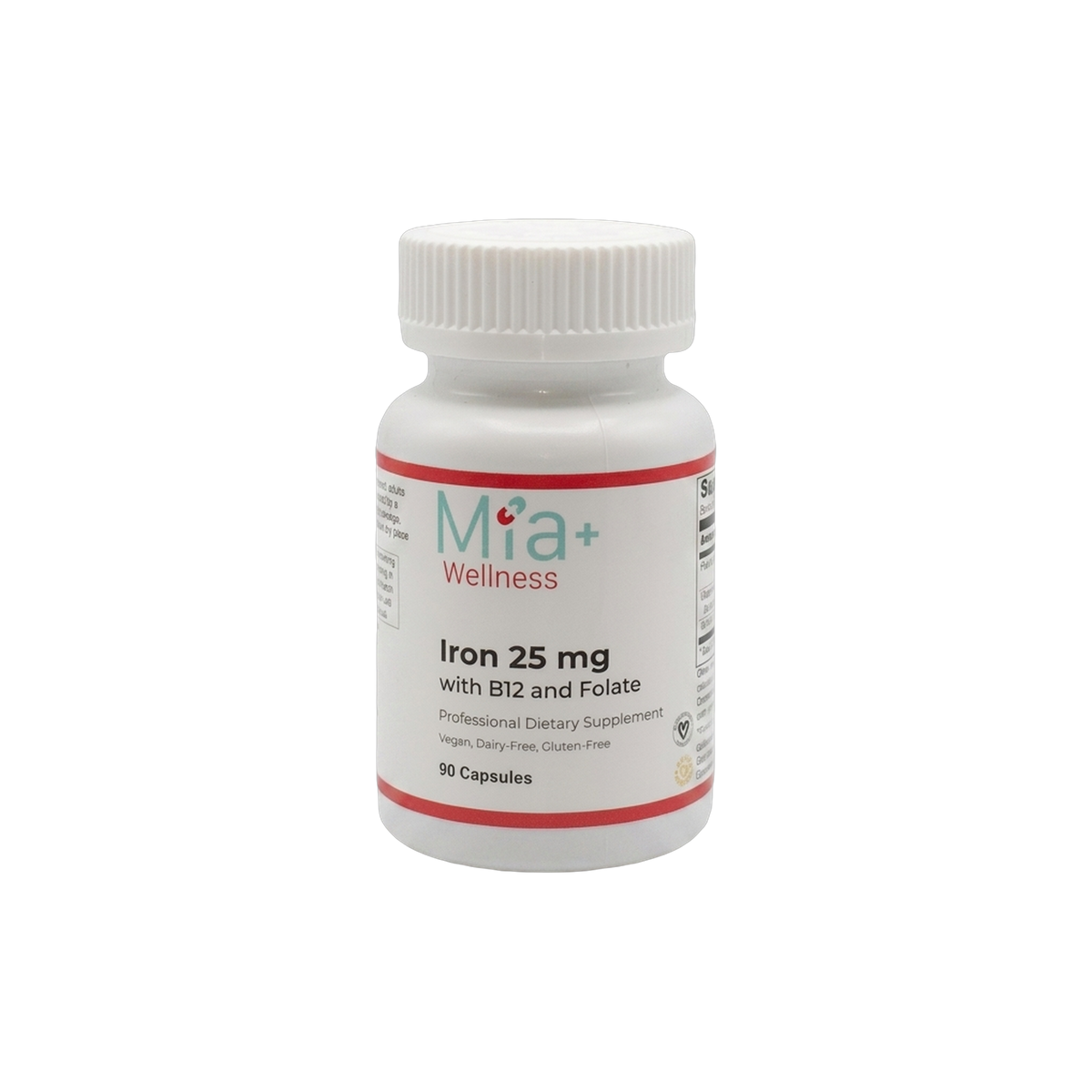 Iron 25mg · Mia+Wellness (90 Capsules)