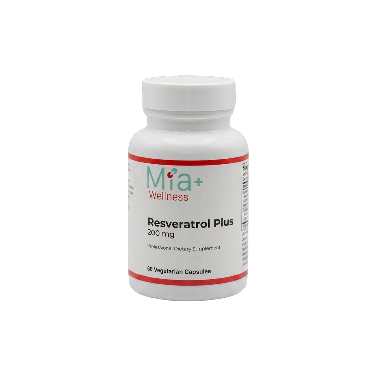 Resveratrol Plus 200mg · Mia+Wellness (60 Vegetarian Capsules)