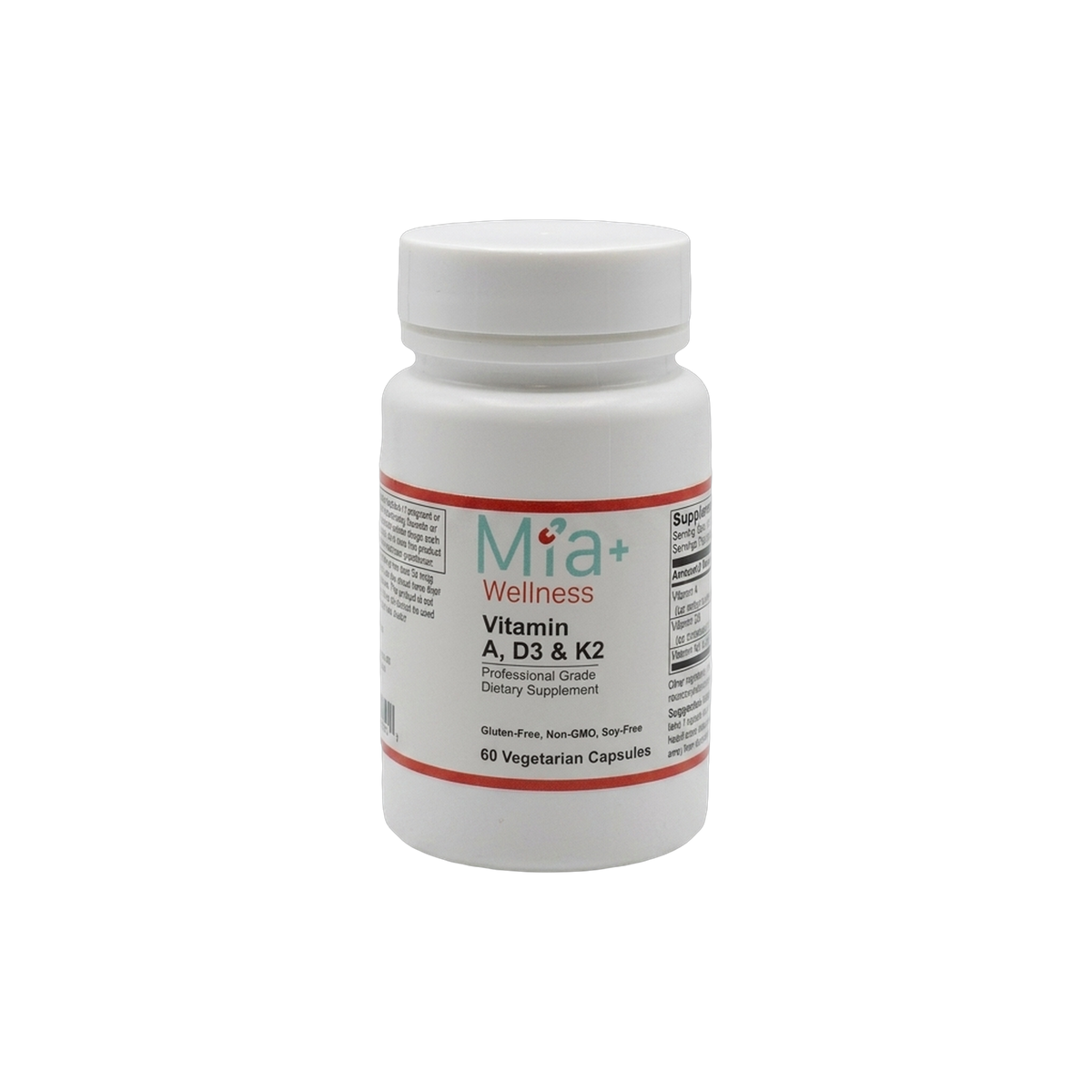 Vitamin A, D3 & K2 · Mia+Wellness (60 Vegetarian Capsules)